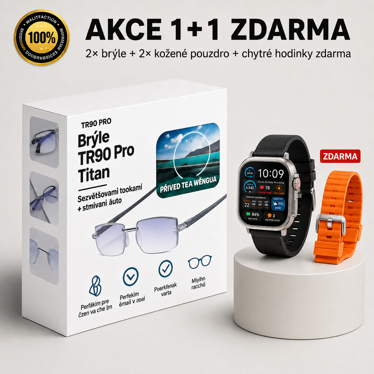 2× brýle vision™ + 2× kožené pouzdro (hodinky dle výběru zdarma)