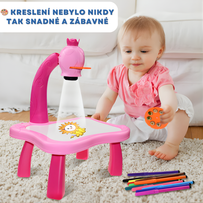 🎨 KresliPro™ | Kompletní sada – Dětský stoleček s LED projektorem + 12 fixů (ZDARMA)