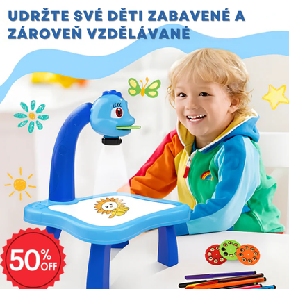 🎨 KresliPro™ | Kompletní sada – Dětský stoleček s LED projektorem + 12 fixů (ZDARMA)