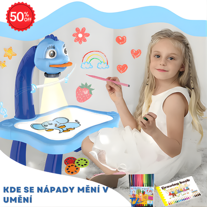 🎨 KresliPro™ | Kompletní sada – Dětský stoleček s LED projektorem + 12 fixů (ZDARMA)