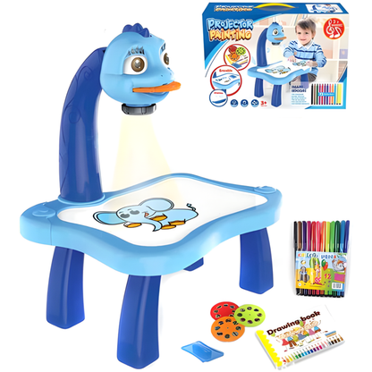 🎨 KresliPro™ | Kompletní sada – Dětský stoleček s LED projektorem + 12 fixů (ZDARMA)