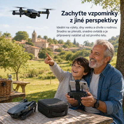 SKYCAM PRO™ | Profesionální dron se dvěma 4K kamerami, automatickým vzletem a živým přenosem přes Wi-Fi do mobilu. Pořizujte kvalitní fotografie a videa z výšky. (Pouze dnes získáte pevné pouzdro + 3 baterie ZDARMA pro delší dobu letu)