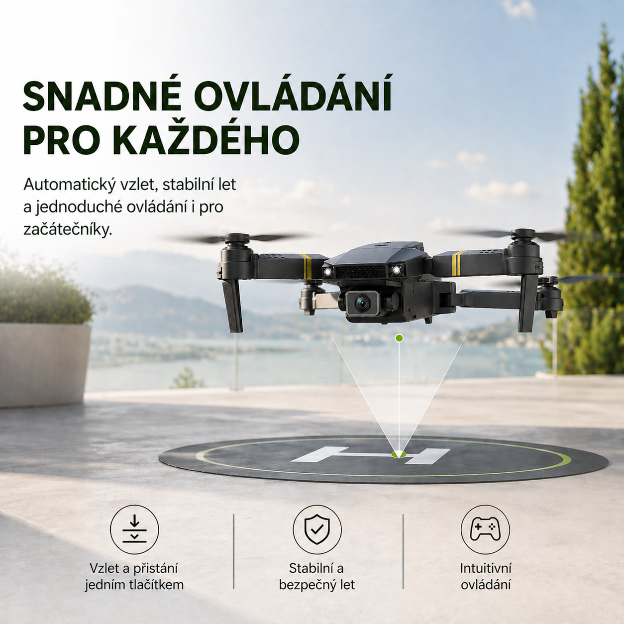 SKYCAM PRO™ | Profesionální dron se dvěma 4K kamerami, automatickým vzletem a živým přenosem přes Wi-Fi do mobilu. Pořizujte kvalitní fotografie a videa z výšky. (Pouze dnes získáte pevné pouzdro + 3 baterie ZDARMA pro delší dobu letu)
